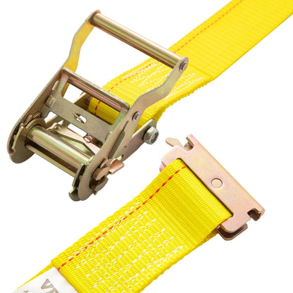 VEVOR E Track Ratchet Strap, 18PCS 2 X 15' E-Track Straps 4400 LBS Breaking Strength, with Polyester Webbing & Spring Fitting & Ratchets, Durable Tie-Downs for Motorcycles, Tire, Trailer Loads