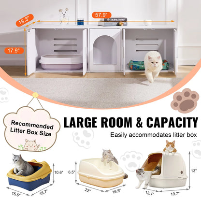 VEVOR Cat Litter Box Enclosure Wooden Litter Box Furniture Hidden 57.9 White