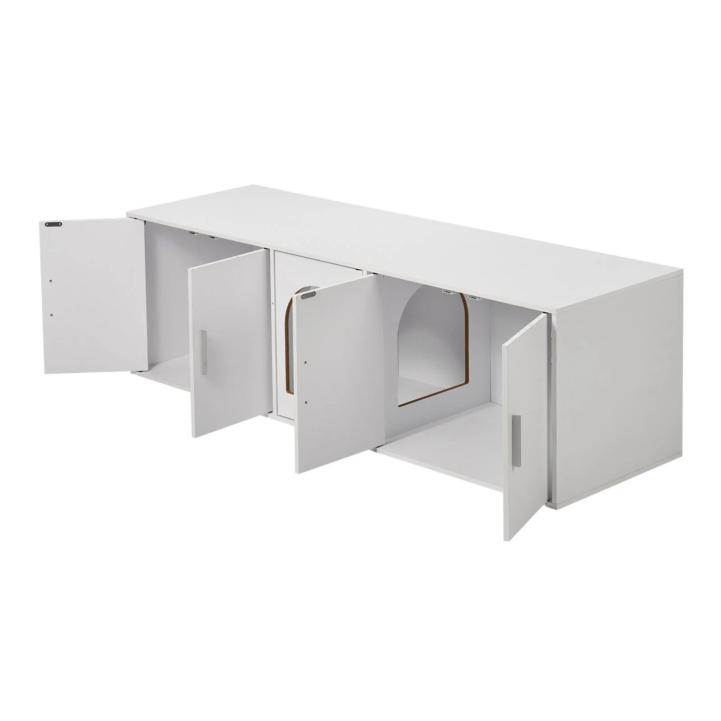 VEVOR Cat Litter Box Enclosure Wooden Litter Box Furniture Hidden 57.9 White