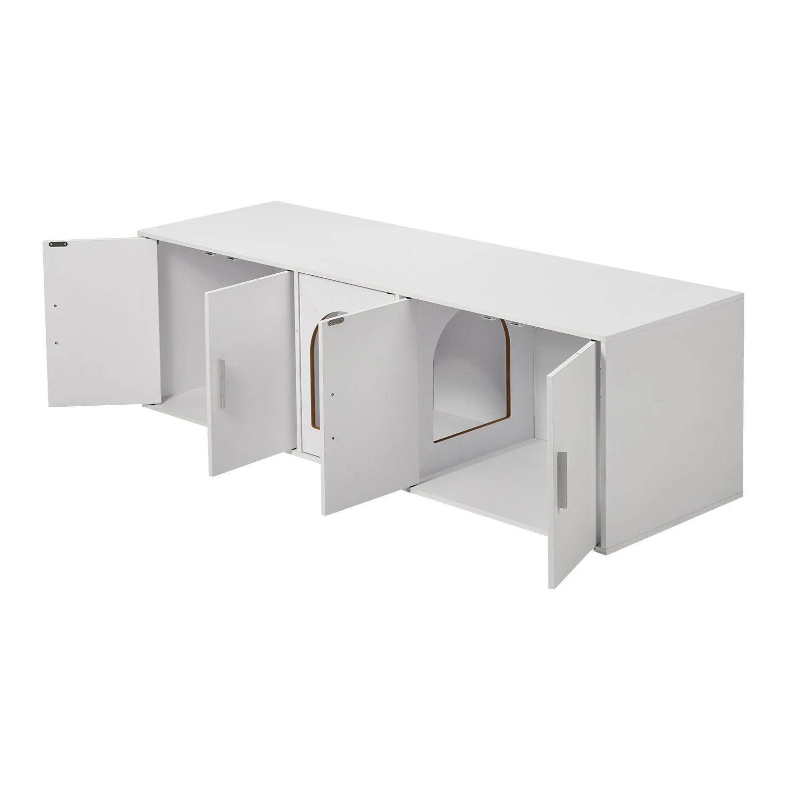 VEVOR Cat Litter Box Enclosure Wooden Litter Box Furniture Hidden 57.9 White