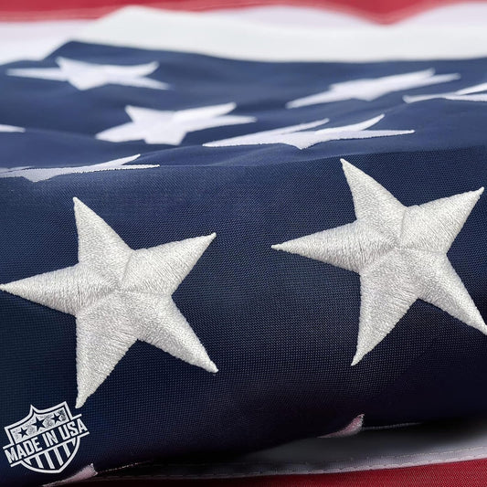 American Flags for outside 4X6 Ft, Embroidered Heavy Duty USA US Flags for Outdoor High Wind, All Weather Nylon American Flags with 2 Brass Grommets and Sewn Stripes