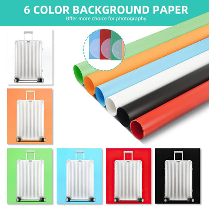 Photo Box, 8 PCS Backdrops  Photo Light Box 24 X 24 Inch Dimmable Photography Lighting Shooting Tent Kit with 126 PCS LED Lights, Portable Bag (White Black Red Blue Green Yellow)