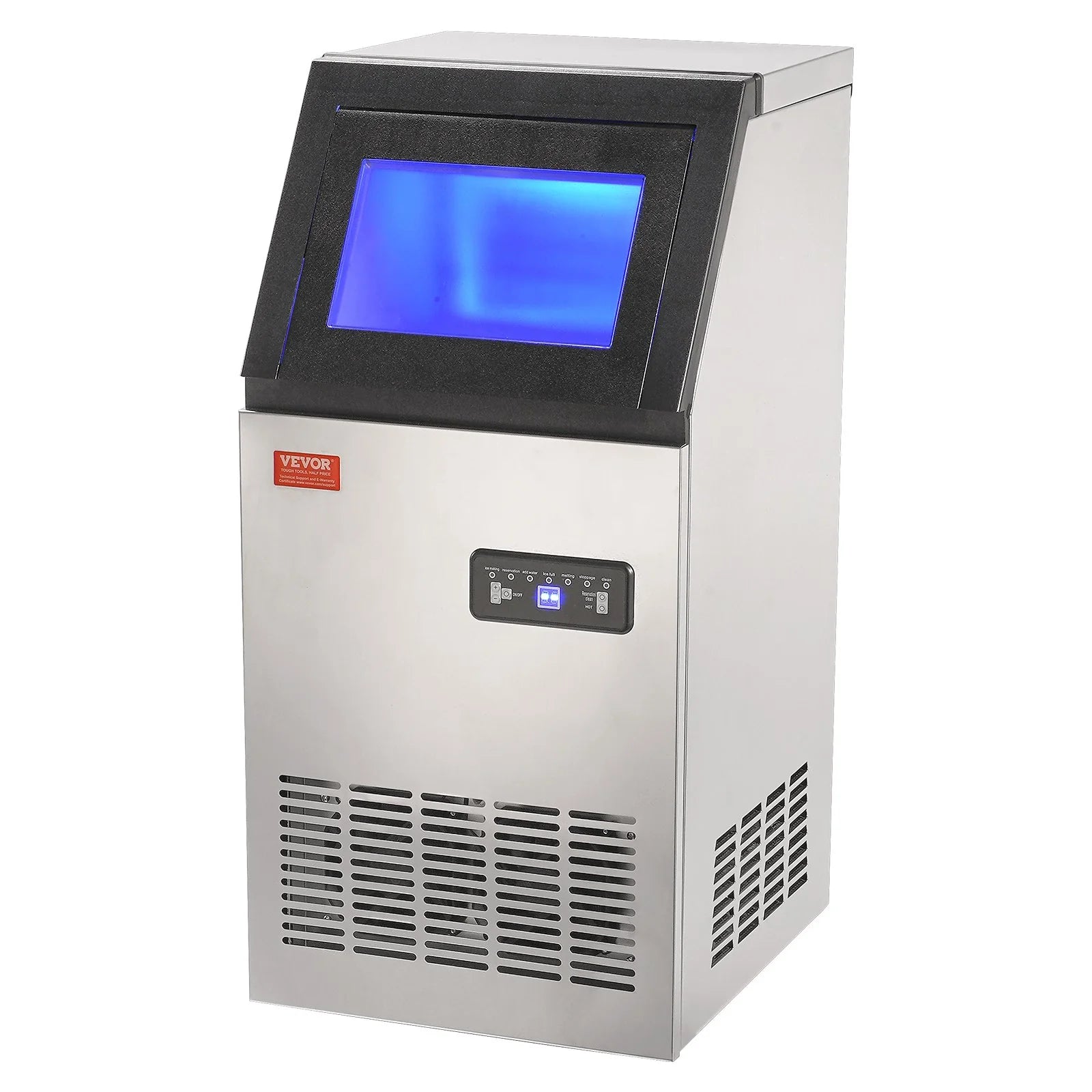 VEVOR Commercial Ice Maker, 80Lbs/24H, Ice Maker Machine, 40 Ice Cubes in 12-15 Minutes, Freestanding Cabinet Ice Maker with 27.5Lbs Storage Capacity LED Digital Display, for Bar Home Office Restaurant