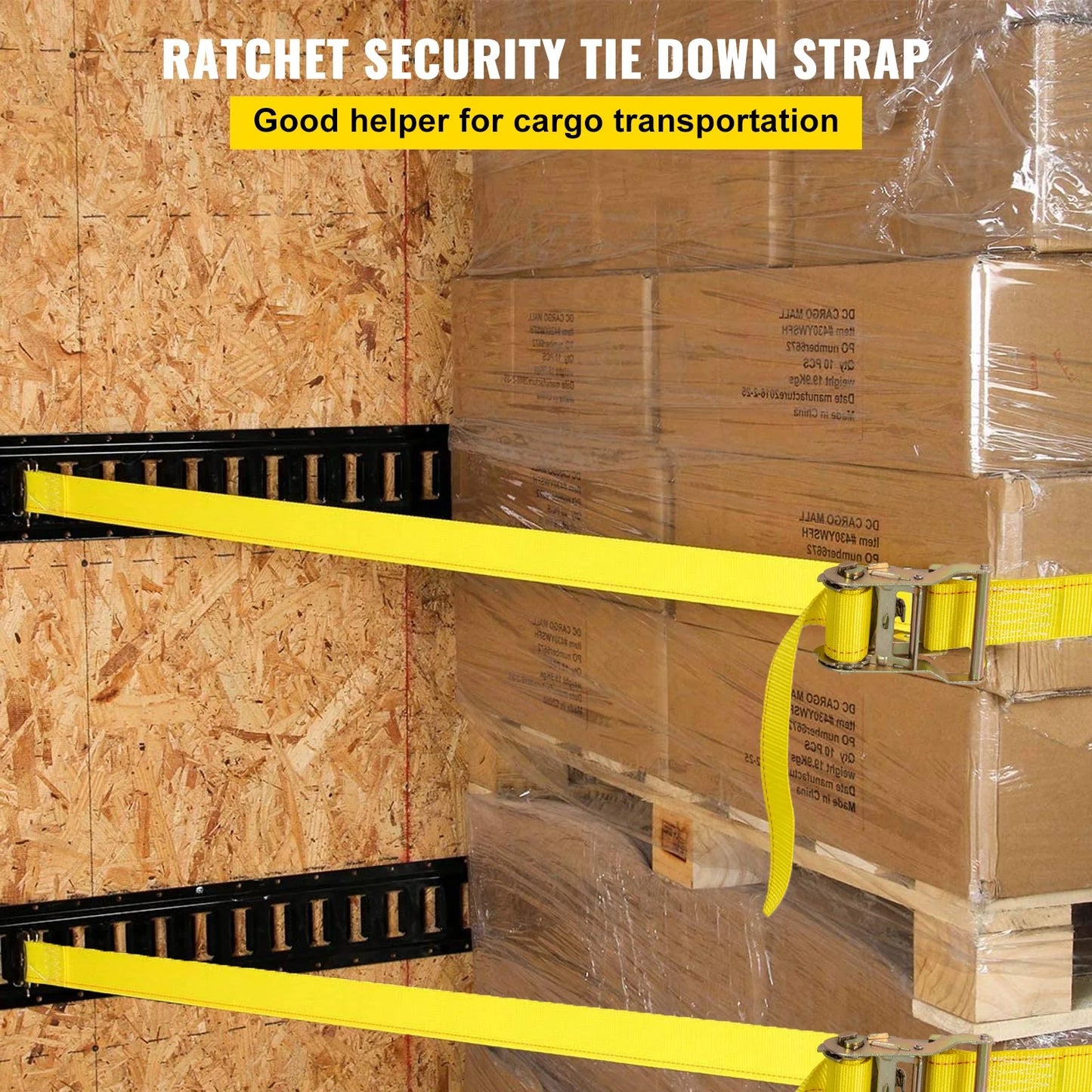 VEVOR E Track Ratchet Strap, 18PCS 2 X 15' E-Track Straps 4400 LBS Breaking Strength, with Polyester Webbing & Spring Fitting & Ratchets, Durable Tie-Downs for Motorcycles, Tire, Trailer Loads