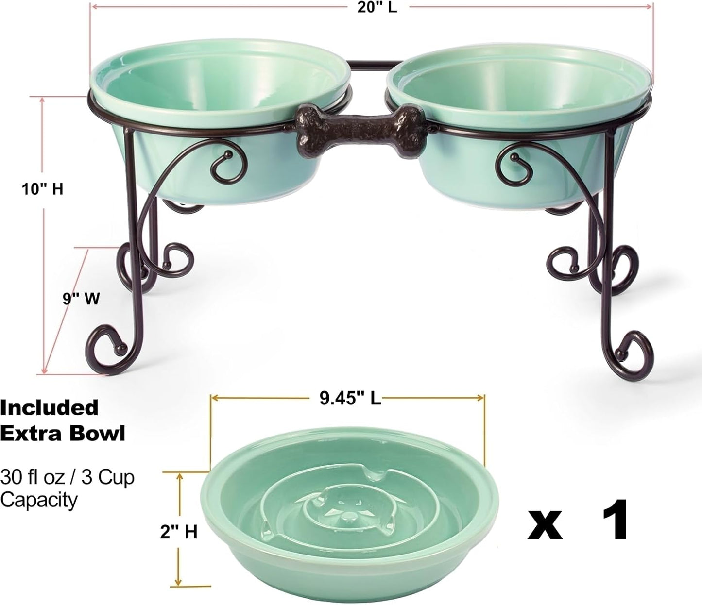 Pet Stand,Elevated Dog Bowls,Raised Dog Bowl Stand,Pet Feeding Station for Large Medium Dogs (Large, Green)