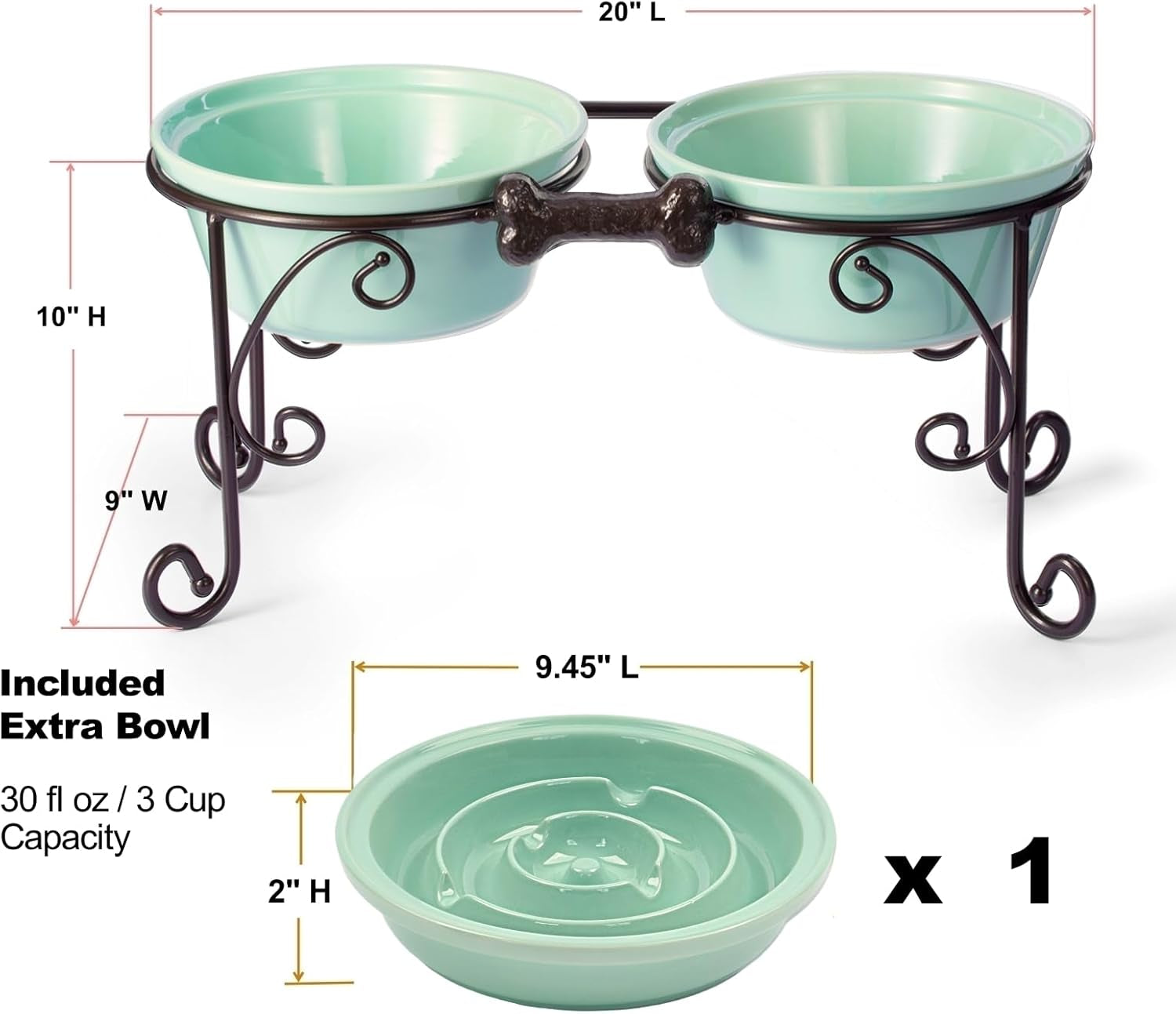 Pet Stand,Elevated Dog Bowls,Raised Dog Bowl Stand,Pet Feeding Station for Large Medium Dogs (Large, Green)