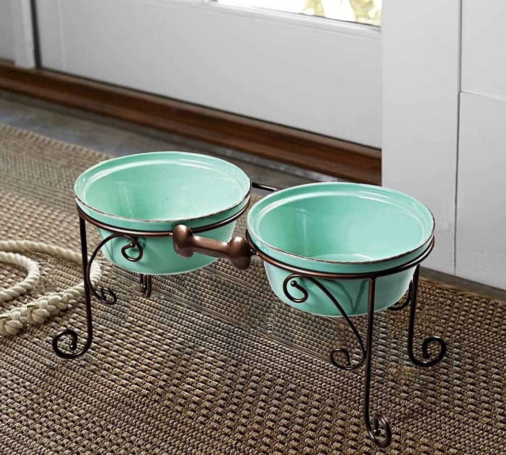 Pet Stand,Elevated Dog Bowls,Raised Dog Bowl Stand,Pet Feeding Station for Large Medium Dogs (Large, Green)