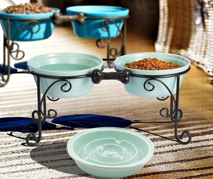 Pet Stand,Elevated Dog Bowls,Raised Dog Bowl Stand,Pet Feeding Station for Large Medium Dogs (Large, Green)