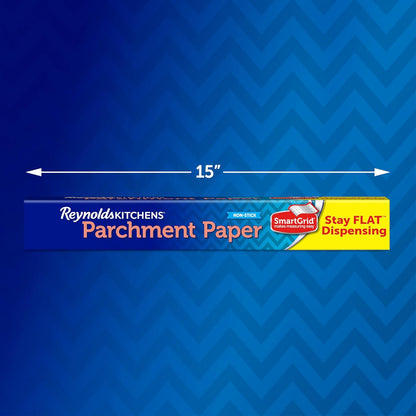 Kitchens Stay Flat Dispensing Parchment Paper for Baking and Roasting, Parchment Paper Roll, Great for Baking and Rolling Dough, Non-Stick, Reusable up to 3X, 45 Sq. Ft.