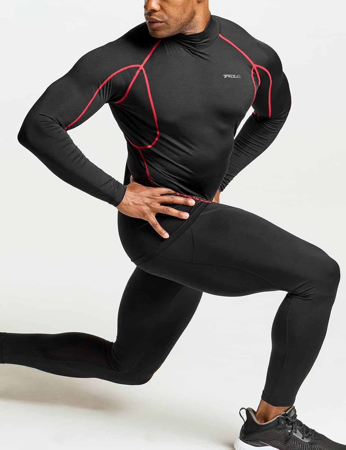 Men'S UPF 50+ Mock Long Sleeve Compression Shirts, Athletic Workout Shirt, Base Layer for Water Sports