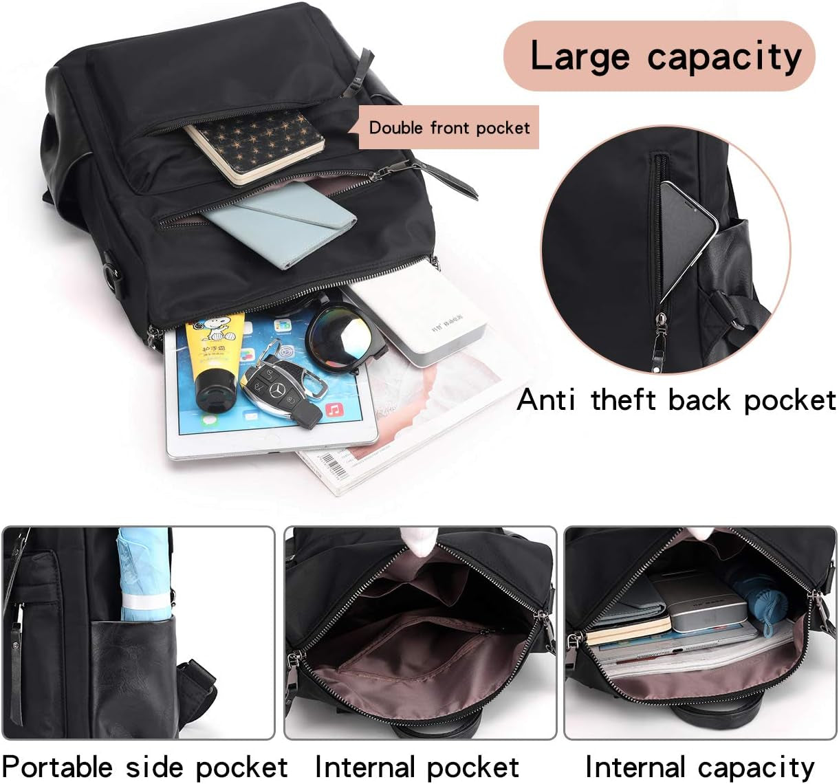 Women'S Fashion Backpack Purse Multipurpose Design Convertible Satchel Handbags Shoulder Bag Travel Bag