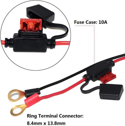 2FT SAE to Ring Terminal Harness Quick Connect/Disconnect Ring Terminal Assembly, 10A Fuse(2Ft)