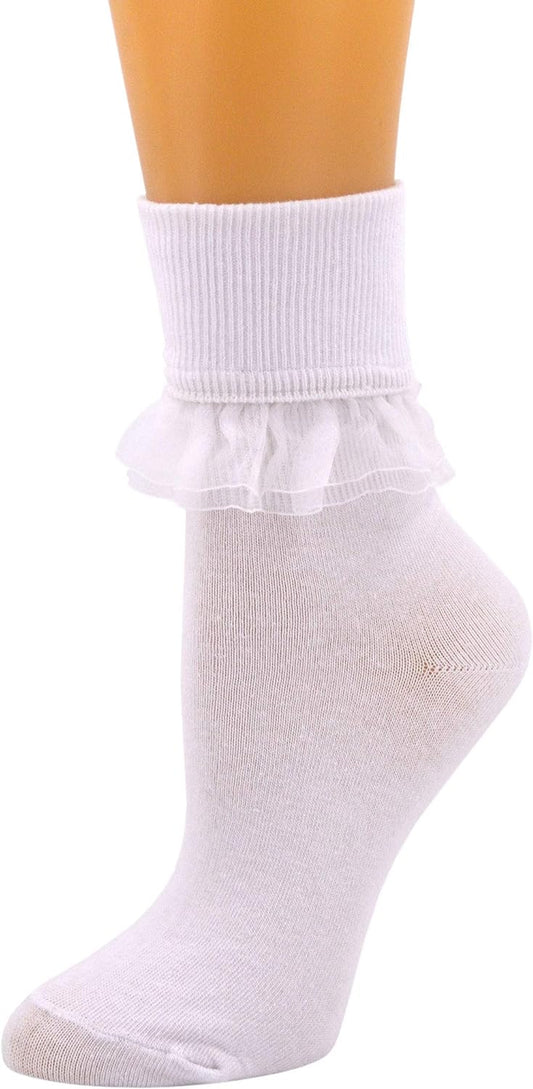 Women Ankle Socks, Women Lace Ruffle Frilly Ankle Socks Fashion Ladies Girl Princess