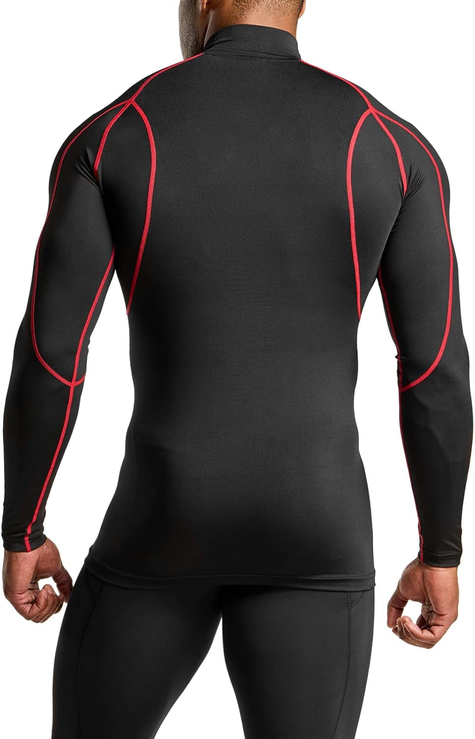 Men'S UPF 50+ Mock Long Sleeve Compression Shirts, Athletic Workout Shirt, Base Layer for Water Sports