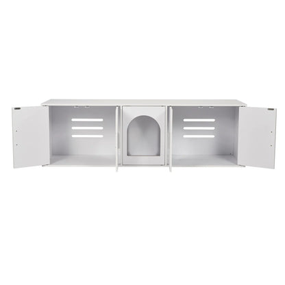 VEVOR Cat Litter Box Enclosure Wooden Litter Box Furniture Hidden 57.9 White