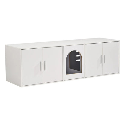 VEVOR Cat Litter Box Enclosure Wooden Litter Box Furniture Hidden 57.9 White