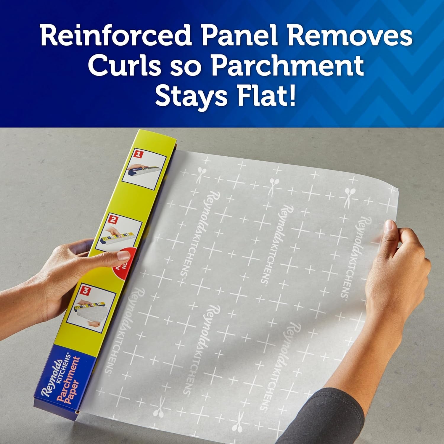 Kitchens Stay Flat Dispensing Parchment Paper for Baking and Roasting, Parchment Paper Roll, Great for Baking and Rolling Dough, Non-Stick, Reusable up to 3X, 45 Sq. Ft.