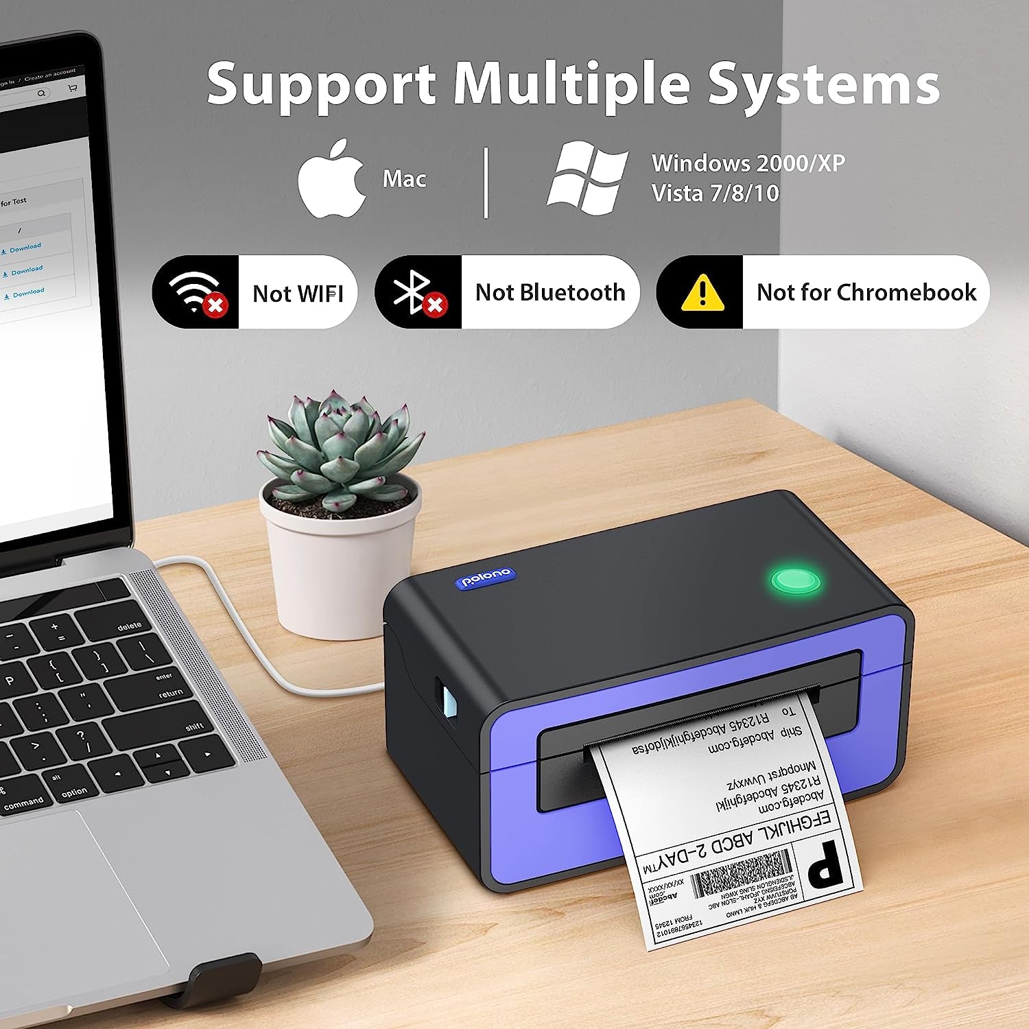 Thermal Label Printer, 4X6 Shippping Label Printer for Shipping Package, Commercial Thermal Label Maker, Compatible with Amazon, Ebay, Etsy, Shopify, Etc, Support Windows and Mac, Purple