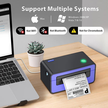 Thermal Label Printer, 4X6 Shippping Label Printer for Shipping Package, Commercial Thermal Label Maker, Compatible with Amazon, Ebay, Etsy, Shopify, Etc, Support Windows and Mac, Purple