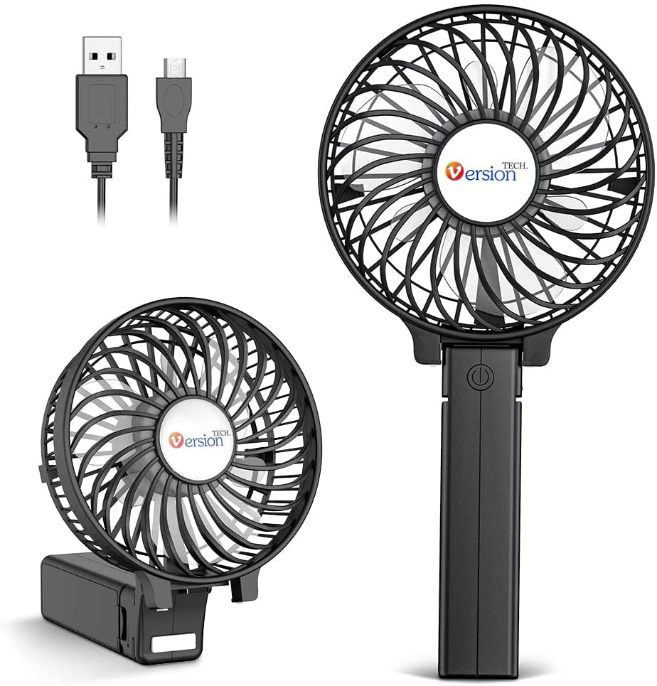 Portable Handheld Fan, Powerful+Durable+4000Mah+180° Foldable, Mini Table Fans with USB Rechargeable Battery Operated Cooling Accessories for Personal Use, Travel, Office Black