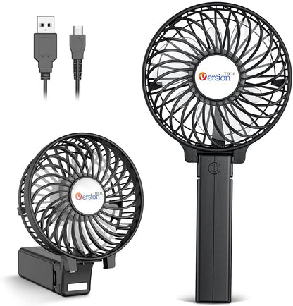 Portable Handheld Fan, Powerful+Durable+4000Mah+180° Foldable, Mini Table Fans with USB Rechargeable Battery Operated Cooling Accessories for Personal Use, Travel, Office Black