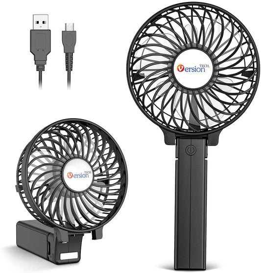 Portable Handheld Fan, Powerful+Durable+4000Mah+180° Foldable, Mini Table Fans with USB Rechargeable Battery Operated Cooling Accessories for Personal Use, Travel, Office Black