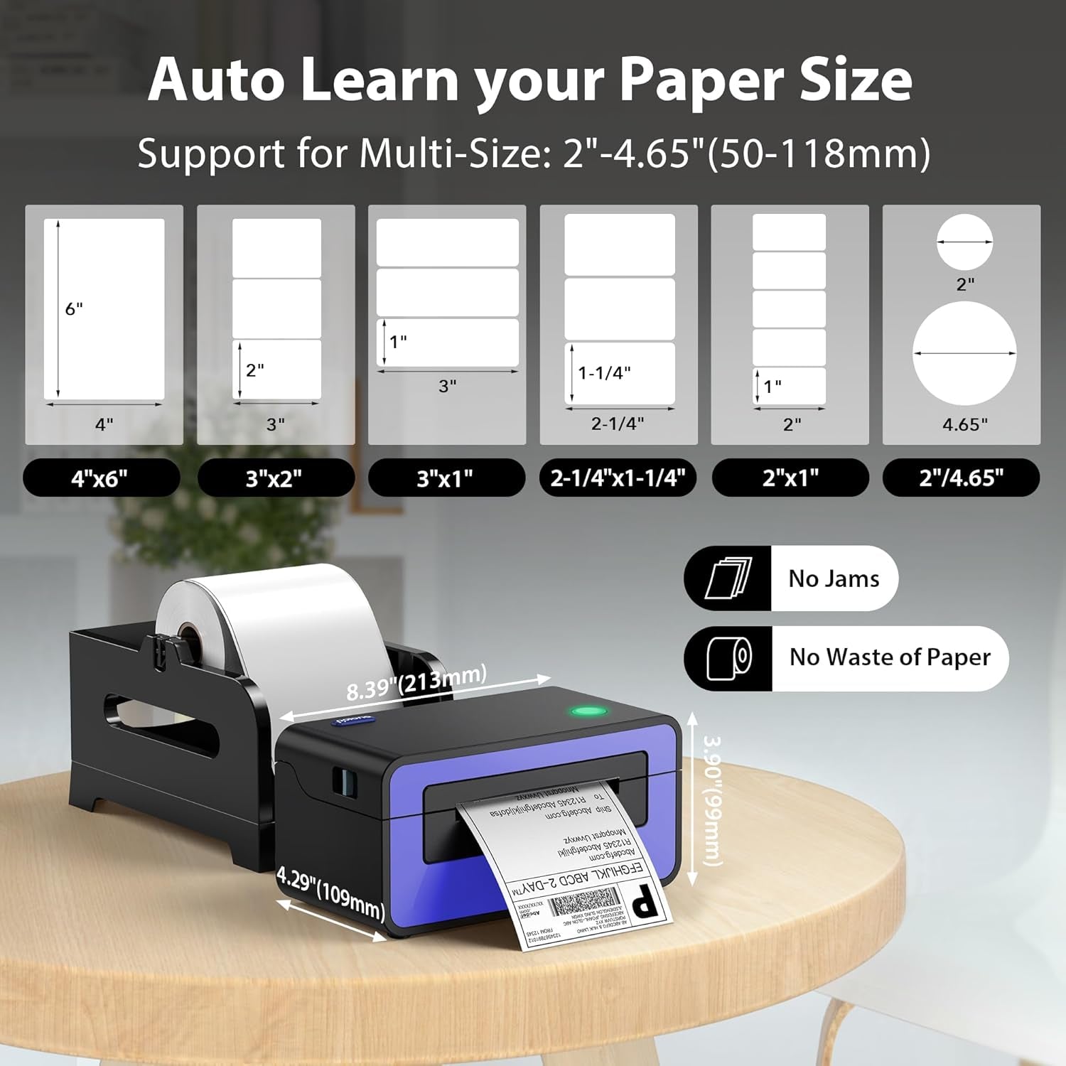 Thermal Label Printer, 4X6 Shippping Label Printer for Shipping Package, Commercial Thermal Label Maker, Compatible with Amazon, Ebay, Etsy, Shopify, Etc, Support Windows and Mac, Purple