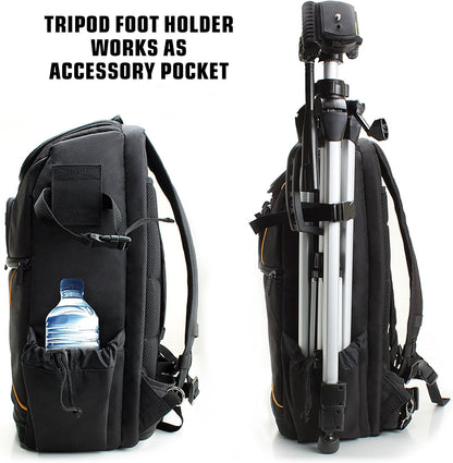 Camera Backpack for Photographers Dslr/Slr/Mirrorless Photography Camera Bag with Laptop Compartment, Waterproof Rain Cover & Tripod Holder, Compatible with Canon/Nikon/Sony (Orange)