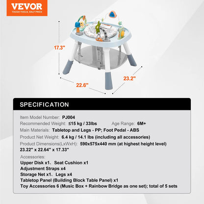 VEVOR Baby Activity Center Interactive Play Center Table with Toys Music Songs