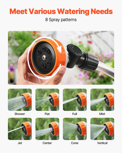 Heavy Duty Garden Hose Wand 15-Inch Long with 8 Spray Patterns & 180¡Ã Swivel Head