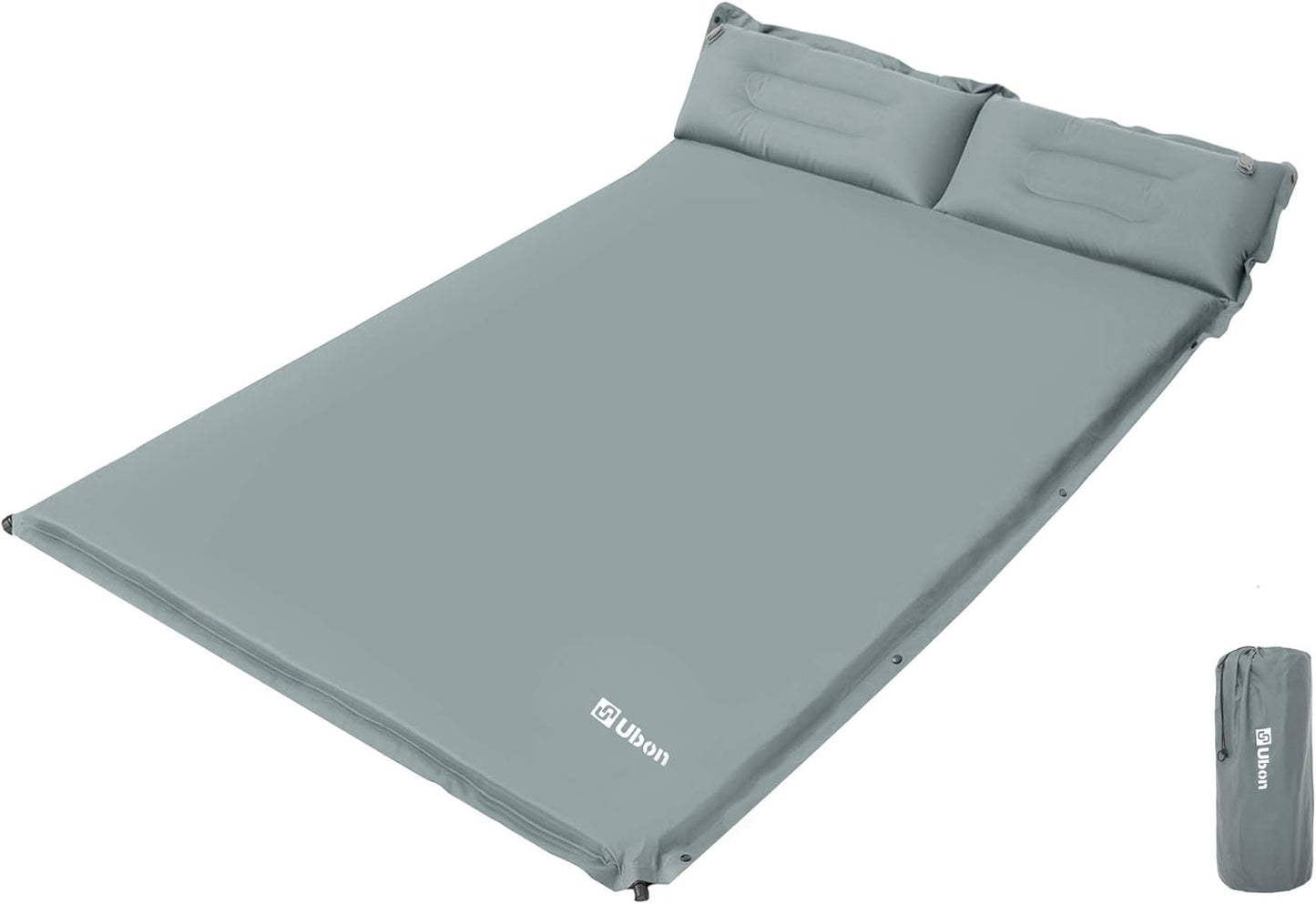 Double Camping Sleeping Pad Self- Inflating Camping Mattress with Pillows for Camping Hiking and Travel - Grey
