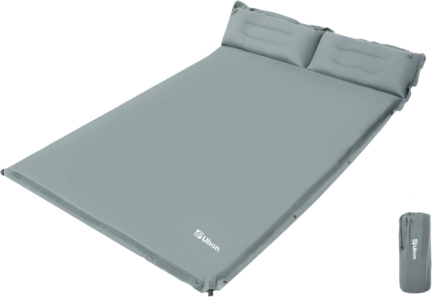 Double Camping Sleeping Pad Self- Inflating Camping Mattress with Pillows for Camping Hiking and Travel - Grey