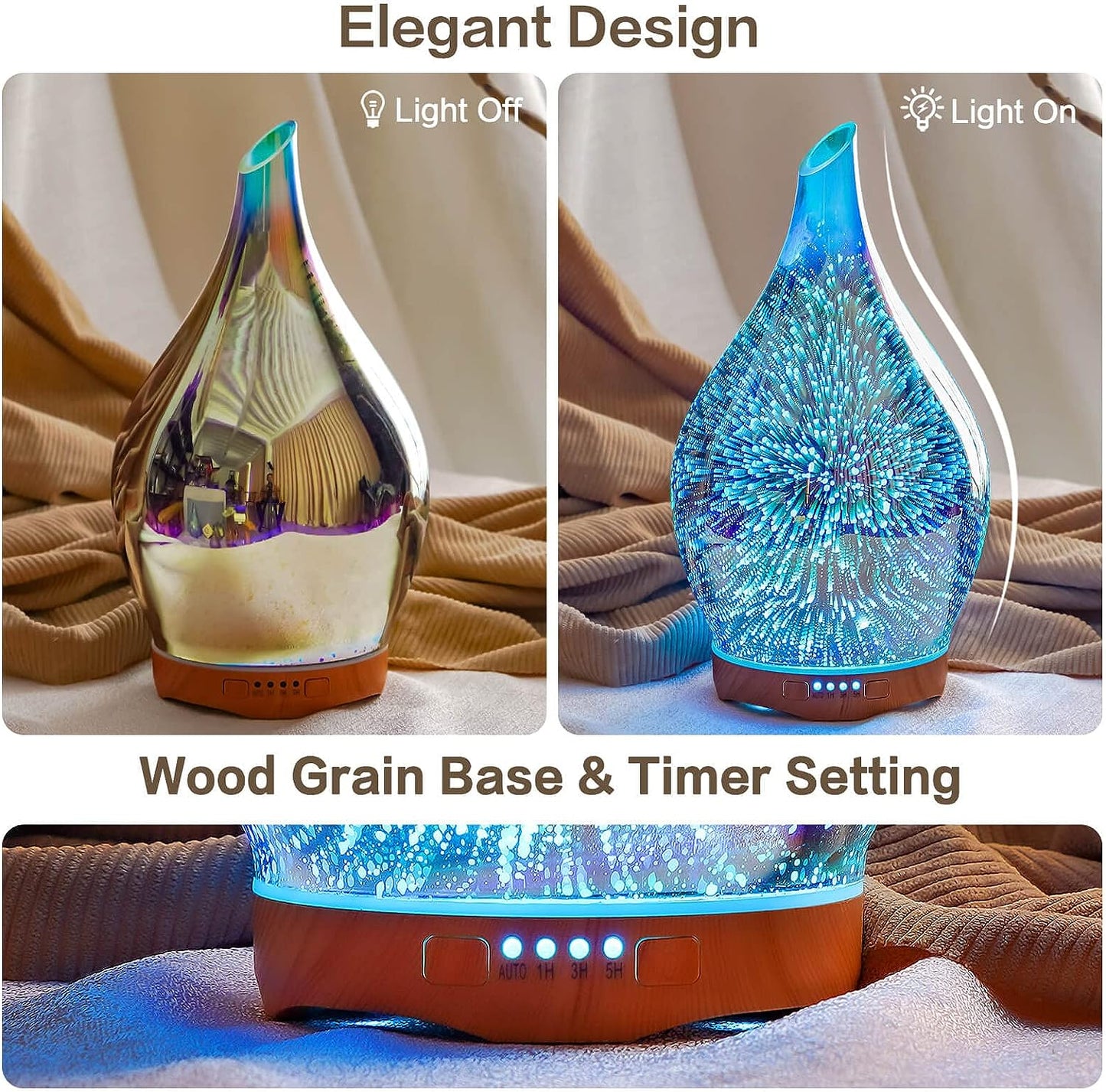 280Ml Essential Oil Diffuser,Aroma Ultrasonic Humidifier with Remote Control,Bpa Free,Auto Shut-Off,Timer Setting