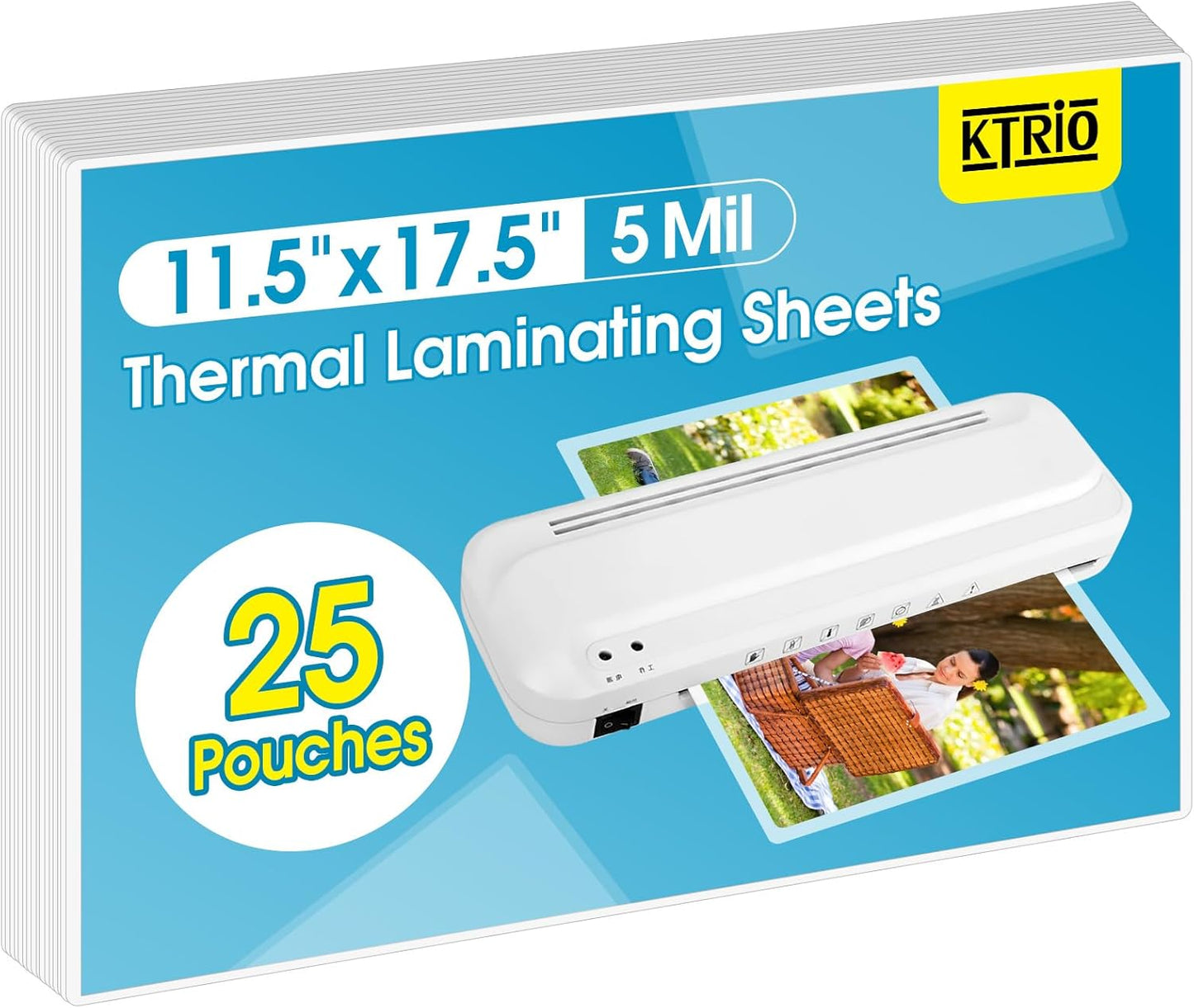Laminating Sheets Thermal Laminate Pouches, Hold 11 X 17 Inch Sheet 25 Pack, 5 Mil Clear Laminated Pouch 11.5 X 17.5 Inch Lamination Paper for Laminator, round Corner, Home & Office