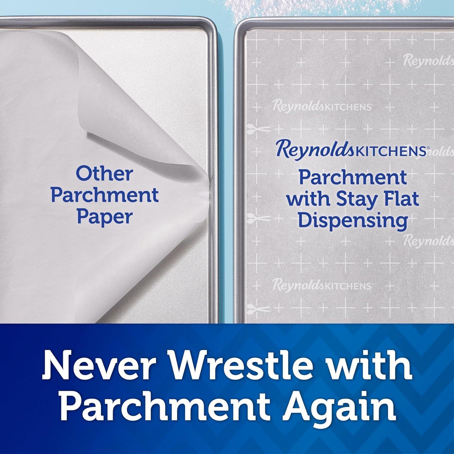 Kitchens Stay Flat Dispensing Parchment Paper for Baking and Roasting, Parchment Paper Roll, Great for Baking and Rolling Dough, Non-Stick, Reusable up to 3X, 45 Sq. Ft.