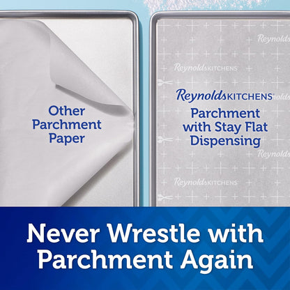 Kitchens Stay Flat Dispensing Parchment Paper for Baking and Roasting, Parchment Paper Roll, Great for Baking and Rolling Dough, Non-Stick, Reusable up to 3X, 45 Sq. Ft.