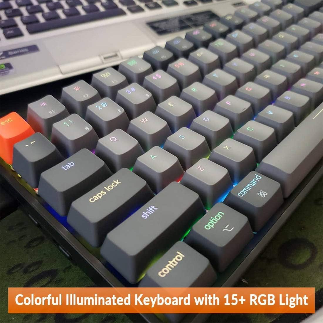 K2 75% Layout RGB Bluetooth Wireless Mechanical Keyboard with Gateron G Pro Blue Switch/Anti Ghosting/N-Key Rollover, Compact 84 Keys USB Wired Gaming Keyboard for Mac Windows-Version 2
