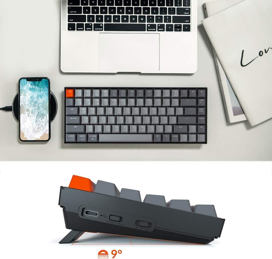 K2 75% Layout RGB Bluetooth Wireless Mechanical Keyboard with Gateron G Pro Blue Switch/Anti Ghosting/N-Key Rollover, Compact 84 Keys USB Wired Gaming Keyboard for Mac Windows-Version 2