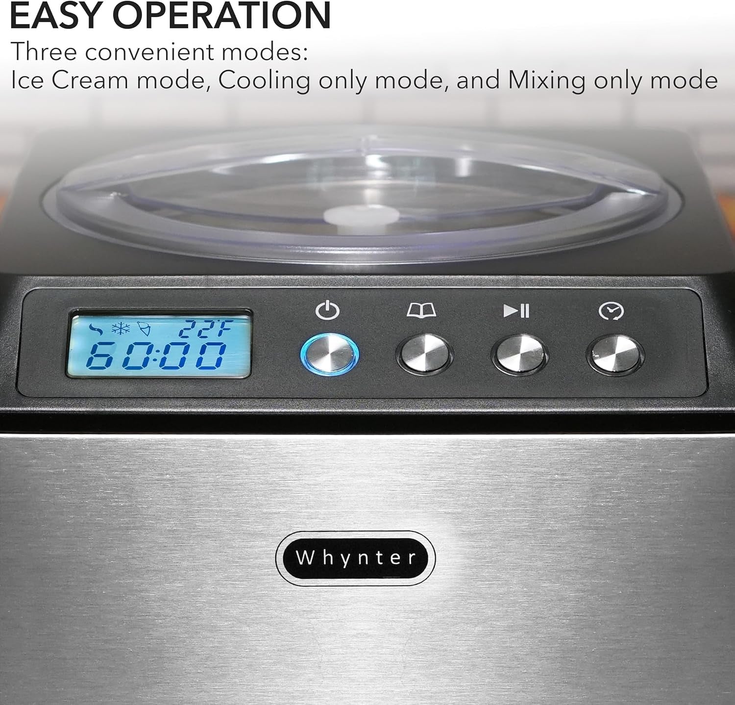 Ice Cream Maker Machine Automatic 2.1 Qt. Upright with Built-In Compressor, LCD Digital Display & Timer, No Pre-Freezing, ICM-201SB, Stainless Steel